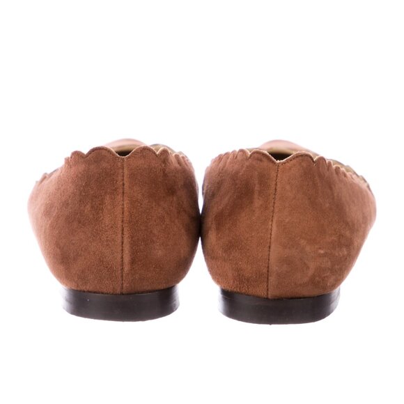 Manolo Blahnik Scalloped Brown Suede Flats, Sz 6.5 - Picture 4 of 7